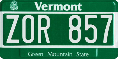 VT license plate ZOR857