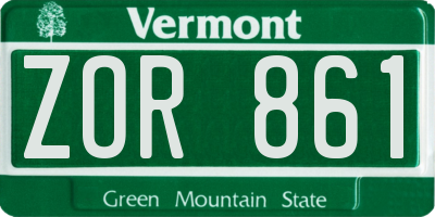 VT license plate ZOR861