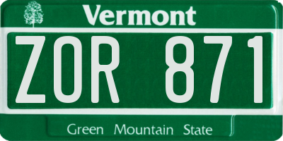 VT license plate ZOR871