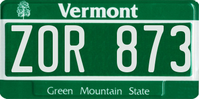 VT license plate ZOR873