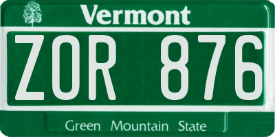 VT license plate ZOR876