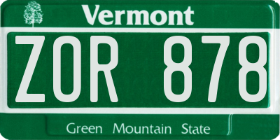 VT license plate ZOR878