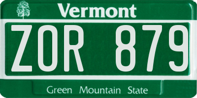 VT license plate ZOR879