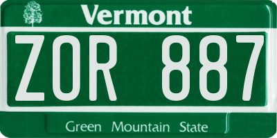 VT license plate ZOR887