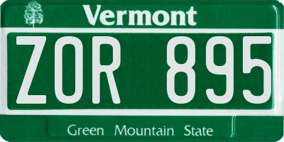 VT license plate ZOR895