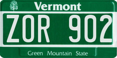 VT license plate ZOR902