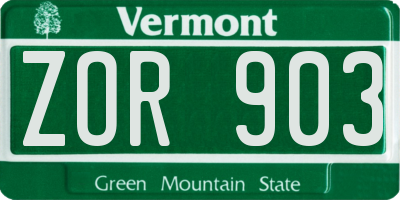 VT license plate ZOR903