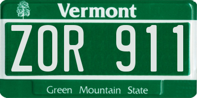 VT license plate ZOR911