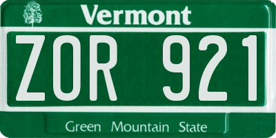 VT license plate ZOR921