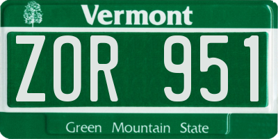 VT license plate ZOR951