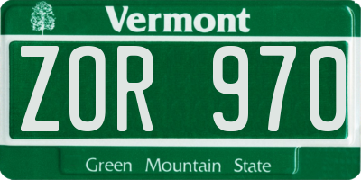 VT license plate ZOR970