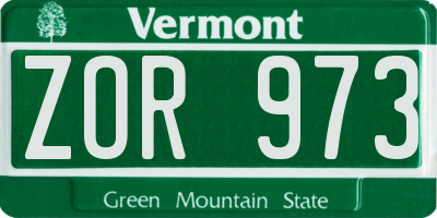 VT license plate ZOR973