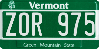 VT license plate ZOR975