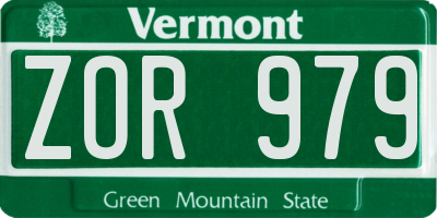VT license plate ZOR979
