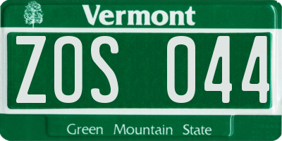 VT license plate ZOS044