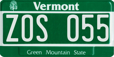VT license plate ZOS055