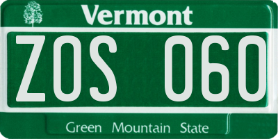 VT license plate ZOS060