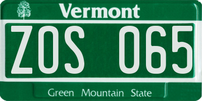 VT license plate ZOS065
