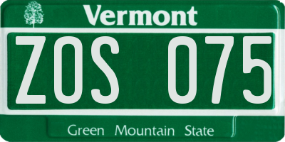 VT license plate ZOS075
