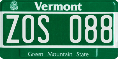VT license plate ZOS088