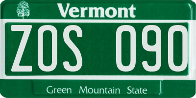 VT license plate ZOS090