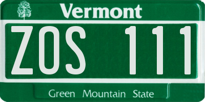 VT license plate ZOS111