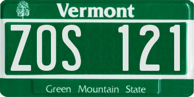 VT license plate ZOS121