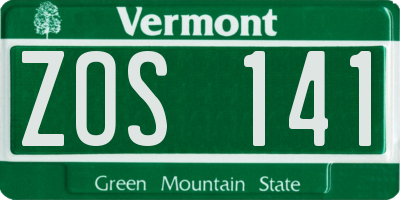 VT license plate ZOS141