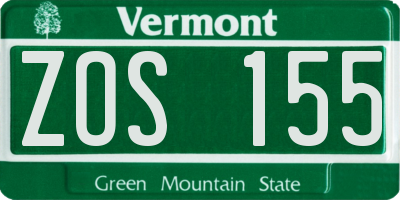 VT license plate ZOS155