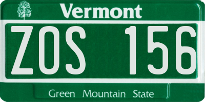 VT license plate ZOS156