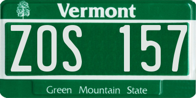 VT license plate ZOS157