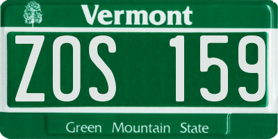 VT license plate ZOS159