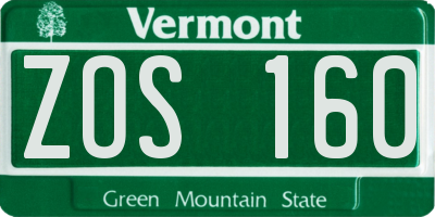 VT license plate ZOS160