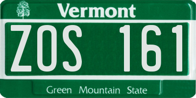 VT license plate ZOS161