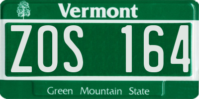 VT license plate ZOS164