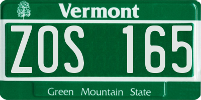 VT license plate ZOS165