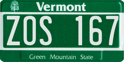 VT license plate ZOS167