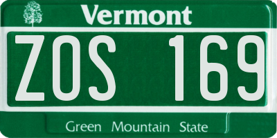 VT license plate ZOS169