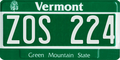 VT license plate ZOS224