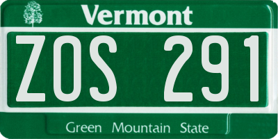 VT license plate ZOS291