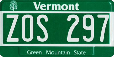 VT license plate ZOS297