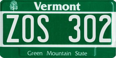 VT license plate ZOS302