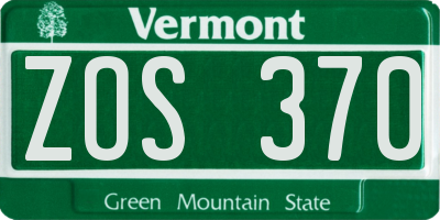 VT license plate ZOS370