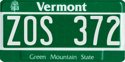 VT license plate ZOS372