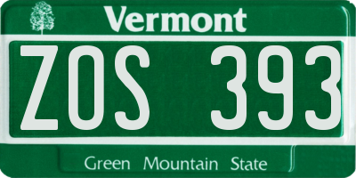VT license plate ZOS393