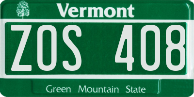 VT license plate ZOS408