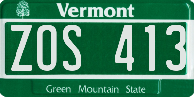 VT license plate ZOS413