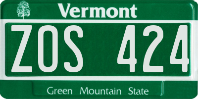 VT license plate ZOS424