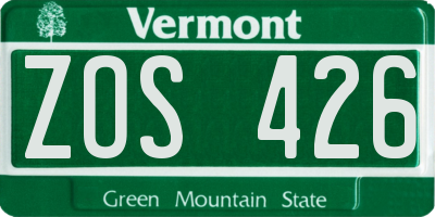 VT license plate ZOS426