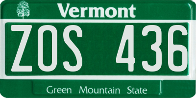 VT license plate ZOS436